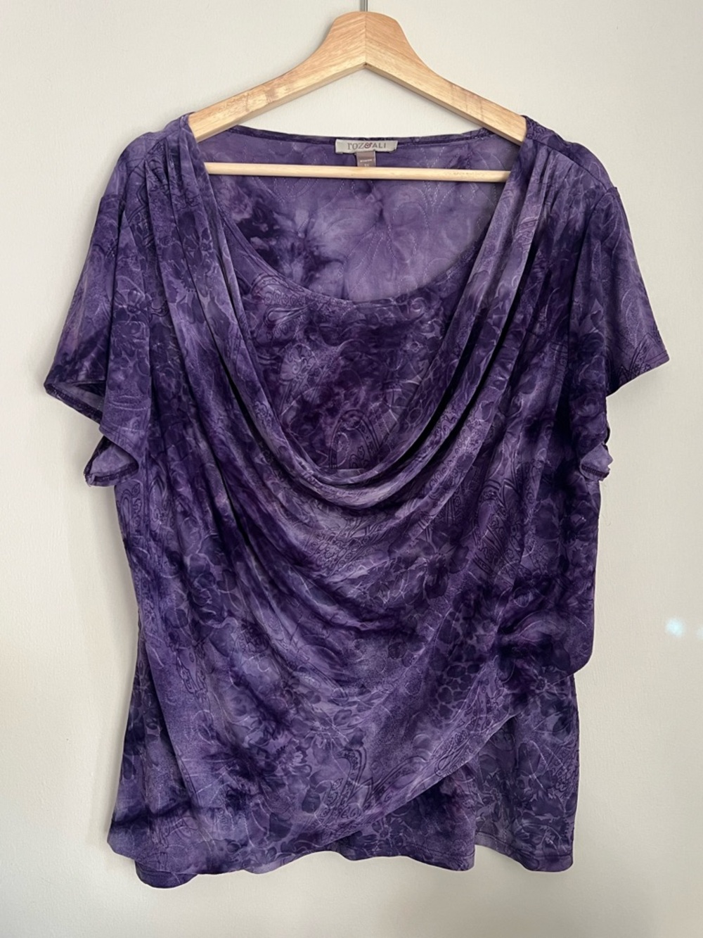 Roz & Ali Cowl Neck Wrap Front Blouse